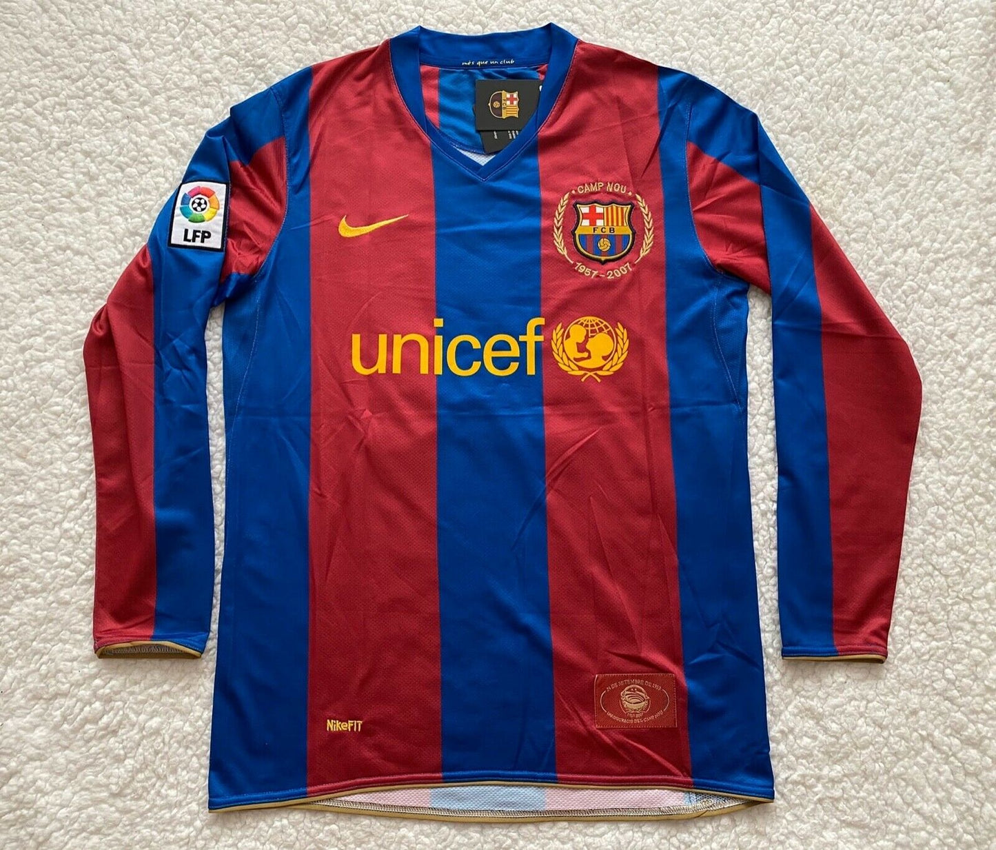 FC Barcelona Ronaldinho #10 La Liga 2007/08 Heimtrikot mit Patches - Langarm