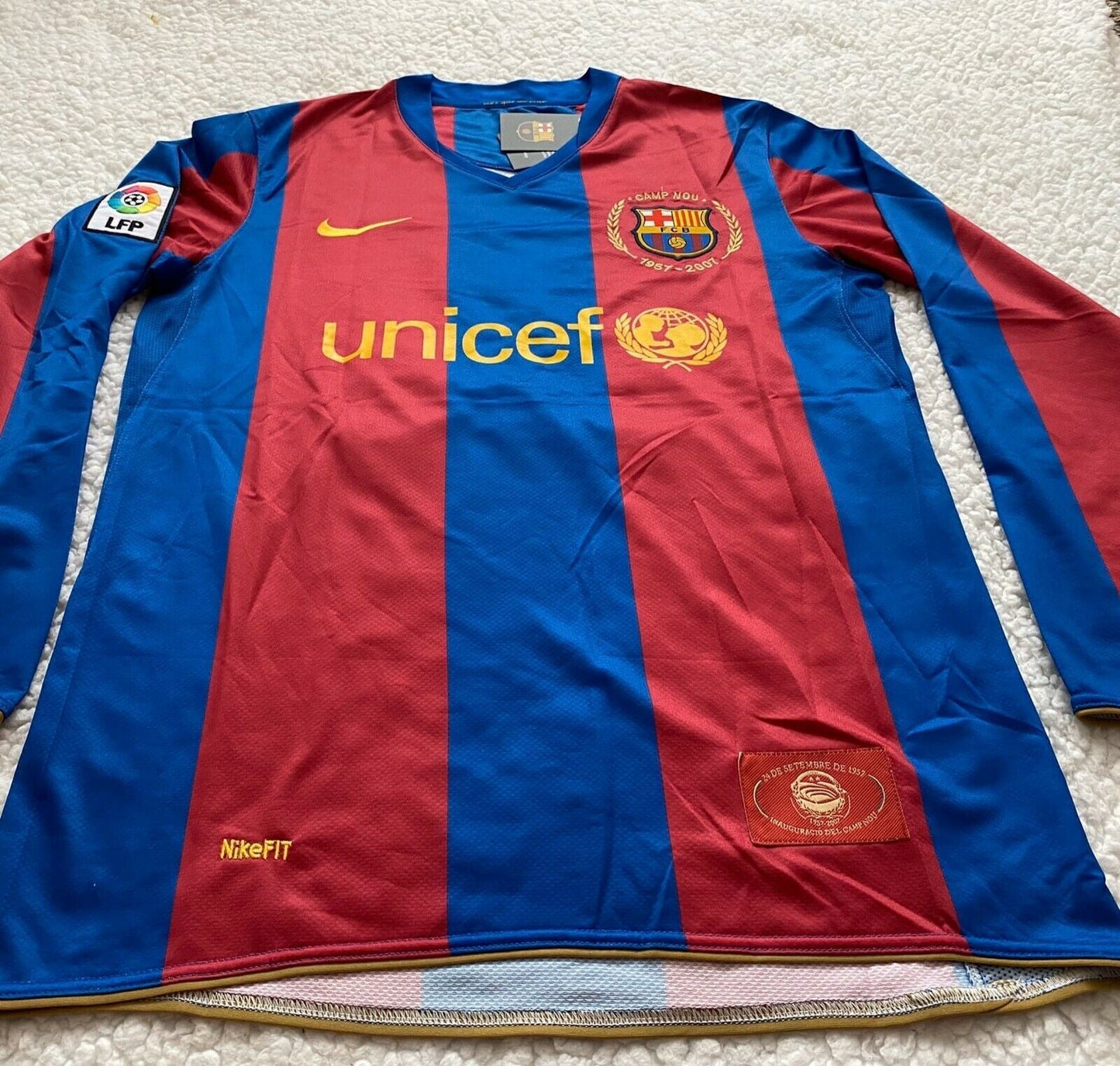 FC Barcelona Ronaldinho #10 La Liga 2007/08 Heimtrikot mit Patches - Langarm