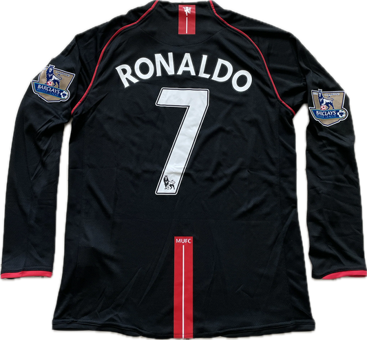 Manchester United 2007/08 Cristiano Ronaldo Auswärtstrikot – Langarm – Premier-League-Version